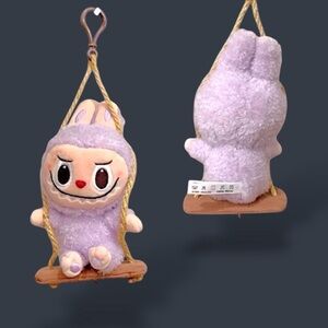 Pop Land Labubu Timber Workshop Series Playing on the Swing Plush Pendant Purple